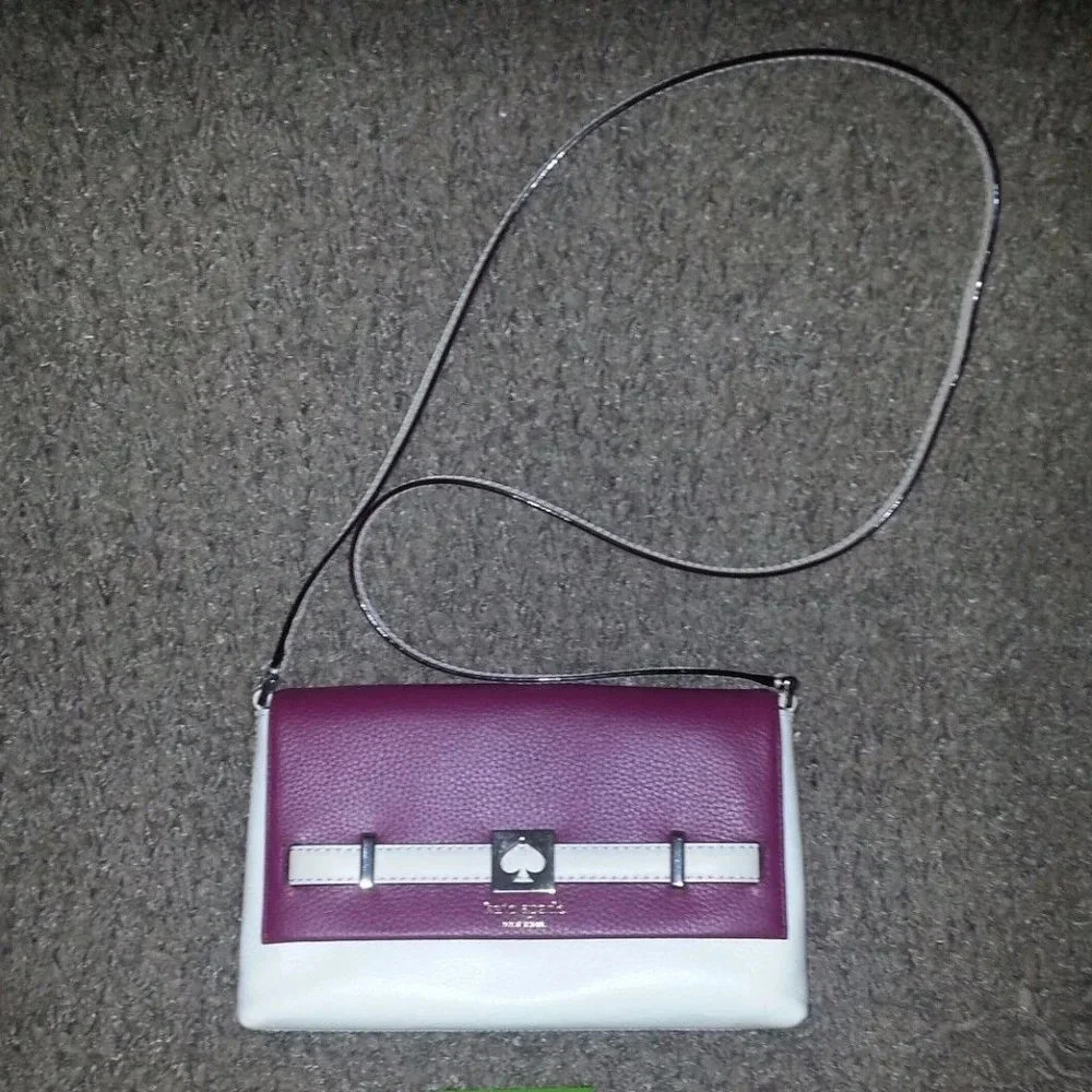 KATE SPADE-Loula-Houston Street-Crossbody-Leather-Plum & Cream-NEW WITH TAGS